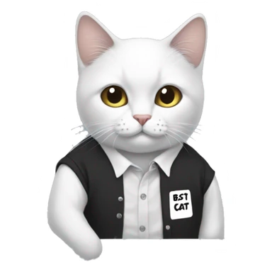 Black and white cat wearing a shirt that says best cat ever sticker