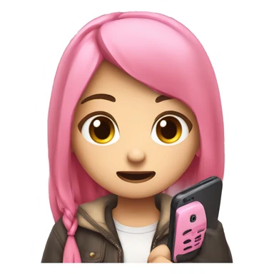 jirai kei girl scrolling on a pink phone looking pissed sticker