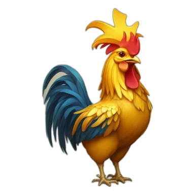 proud and howling golden phoenix rooster with a crown on its head sticker