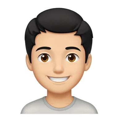 a boy who smiles who smiles with black hair and there for a little tan with a big smile or with teeth and who squints his eyes in a way that this evening. sticker