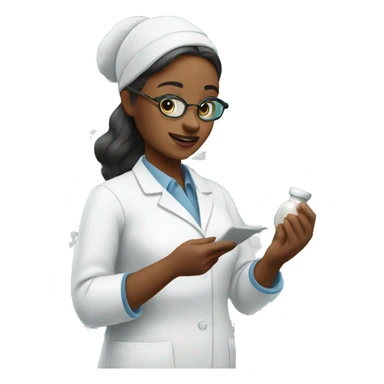 woman pharmacist making a medicine sticker