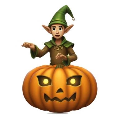pumkin elf male casting a spell sticker