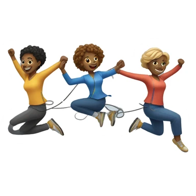 Double Dutch: three people, jumping, rotating ropes sticker