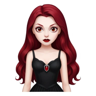 Vampira with long dark red hair sticker