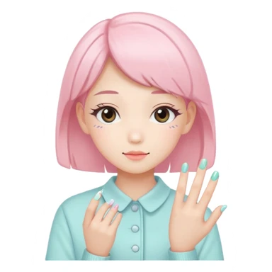 Minimalist kawaii female nail artist, standing alone, simple and clean design, pastel colors, delicate and charming, high-resolution, single subject only sticker