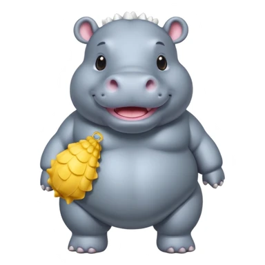 a full body of cute hippo with puffer sticker
