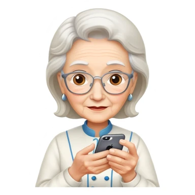 recipe app founder on an iphone and, an old woman standing beside it  sticker
