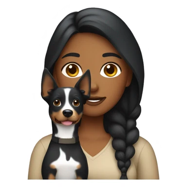 Apple style brown woman with black hair holding cattle dog sticker