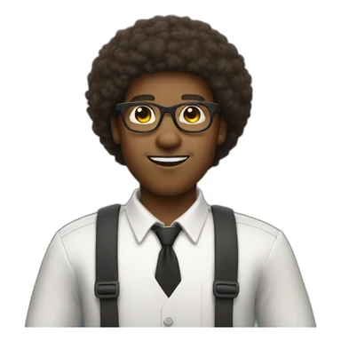 nerd black boy with an afro wearing glasses has a small goatee beard  sticker