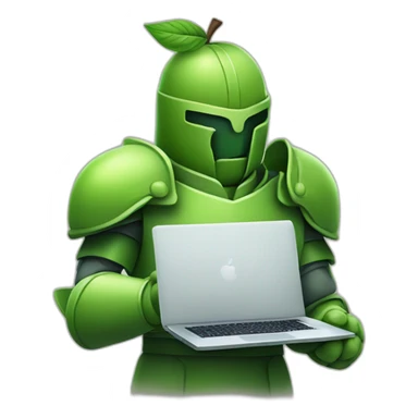 green apple knight, holding laptop sticker