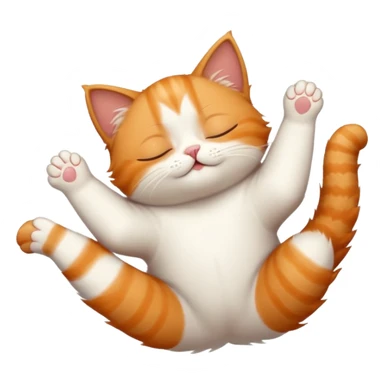 ginger and white small cat in funny positions upside down with eyes closed sticker