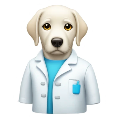 white lab with light blue Banda  sticker
