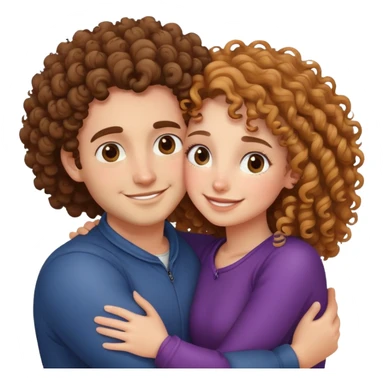 couple hug with warm smiles but girl is Curly sticker