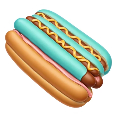 a blue colored hotdog bun with a minty colored hotdog in the middle of it sticker