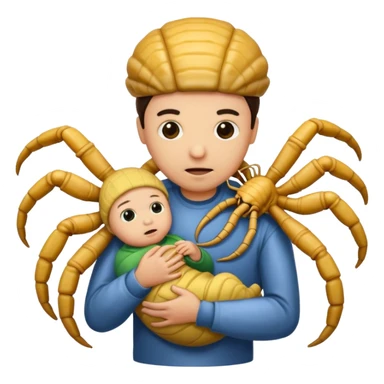 man with Baby Facehugger sticker