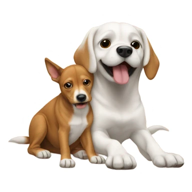 Dog licking other dog with his feet sticker