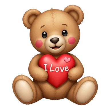 Valentine’s Day smiling teddy bear holding a heart with the word I Love You on it sticker
