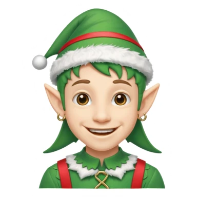 duende navideño con una sonrisa amplia y ortodoncia sticker