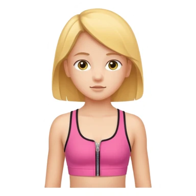 prepubescent flat-chested child girl in a zipper sports bra sticker