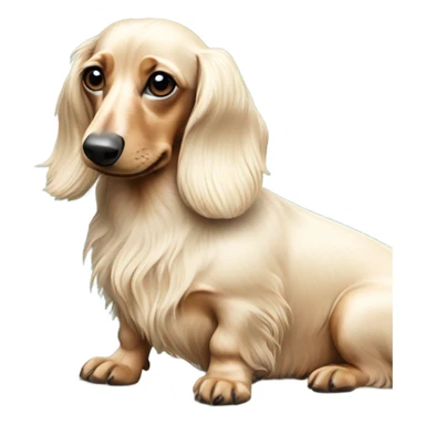 Long haired miniature dachshund cream on surfboard sticker