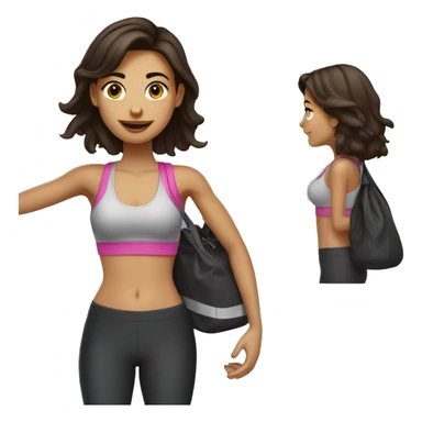 Brunette girl al gym with bag and shake sticker