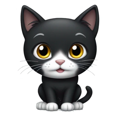 black cat with a white chin and white paws sticker