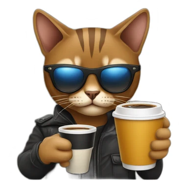 gangster-with-a-Abyssinian cat-gun-and-sunglasses-drinking-coffee sticker
