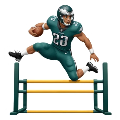 Saqoun Barkley hurdle over a person but on the eagles sticker