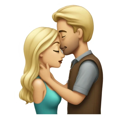 a blond man and a brun woman are kissing sticker