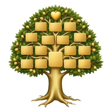 family diagram tree with gold cards sticker