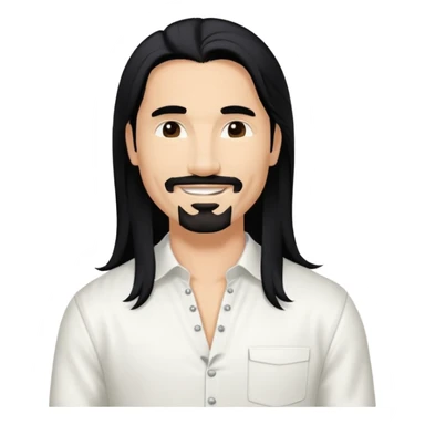 Kevin Richardson from Backstreet Boys with long black hair, white outfit sticker