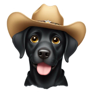 Black labrador wearing cowboy hat sticker