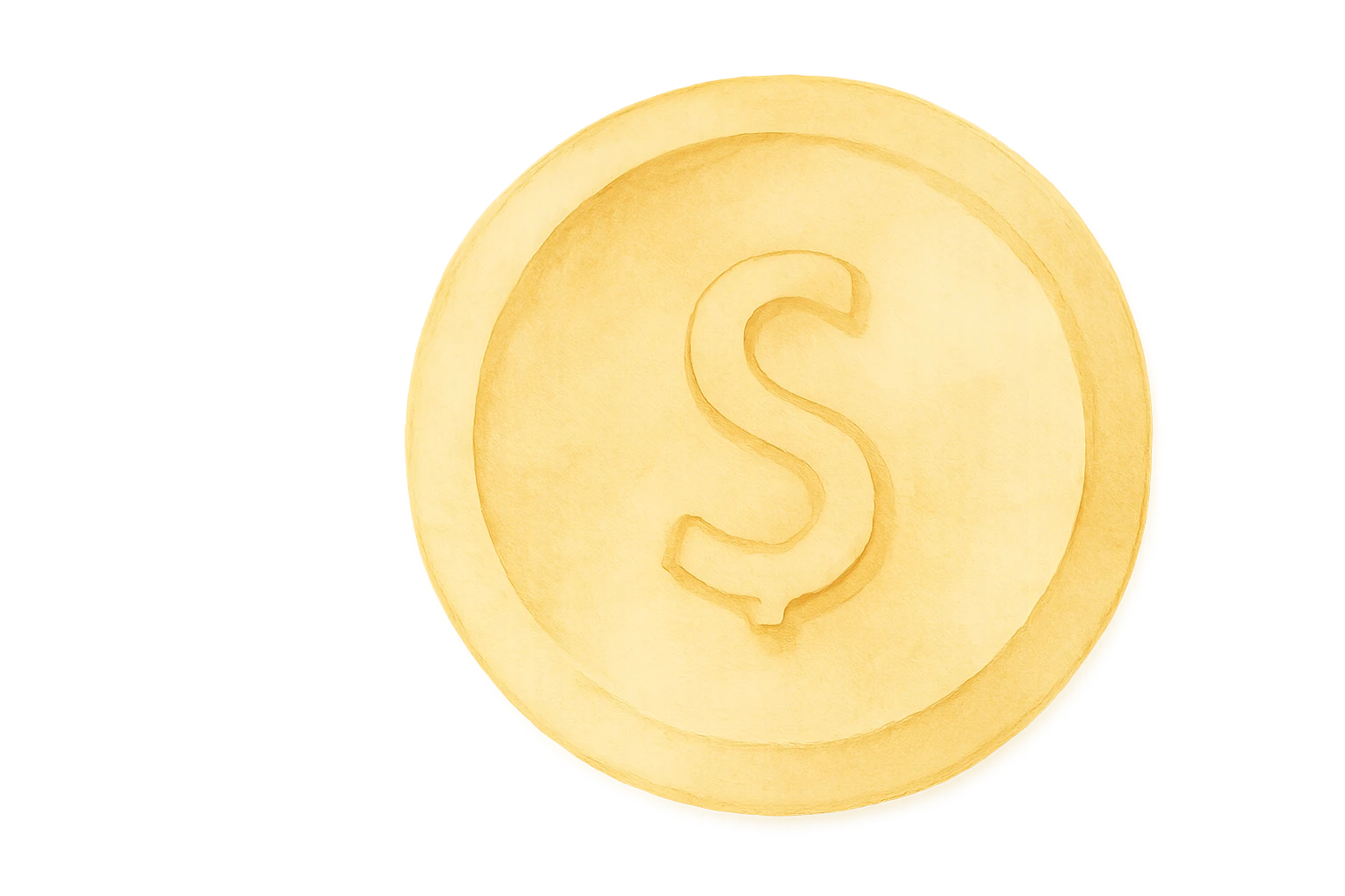 gold coin, illustration style, transparent background emoji