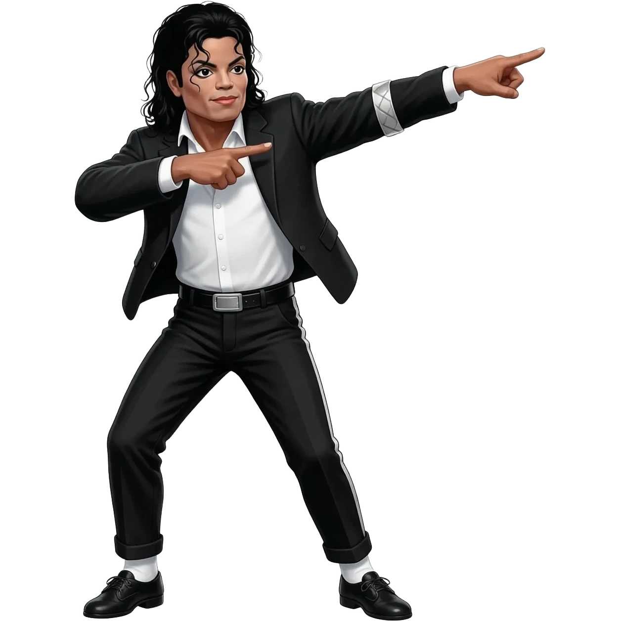 michael jackson dab, dancing legs, wearing black bad outfit emoji