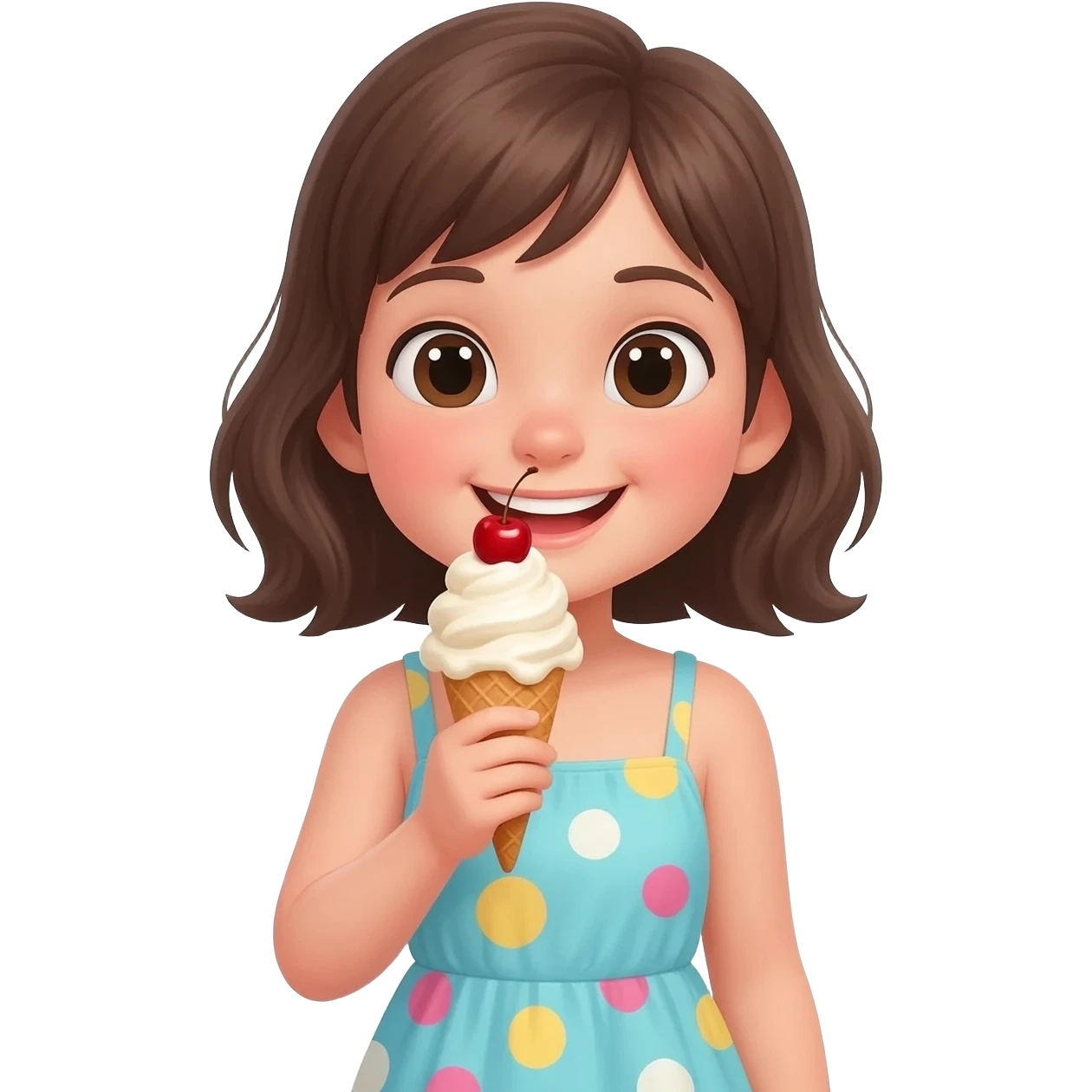 Create girl eating ice cream emoji