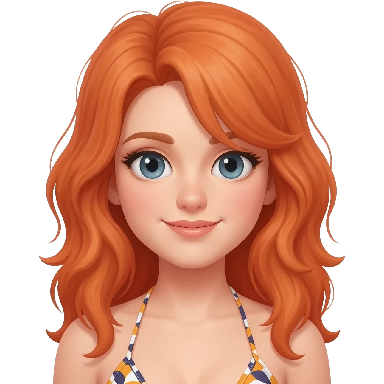 Nackte mädchen mit rot / orange haaren bikini emoji