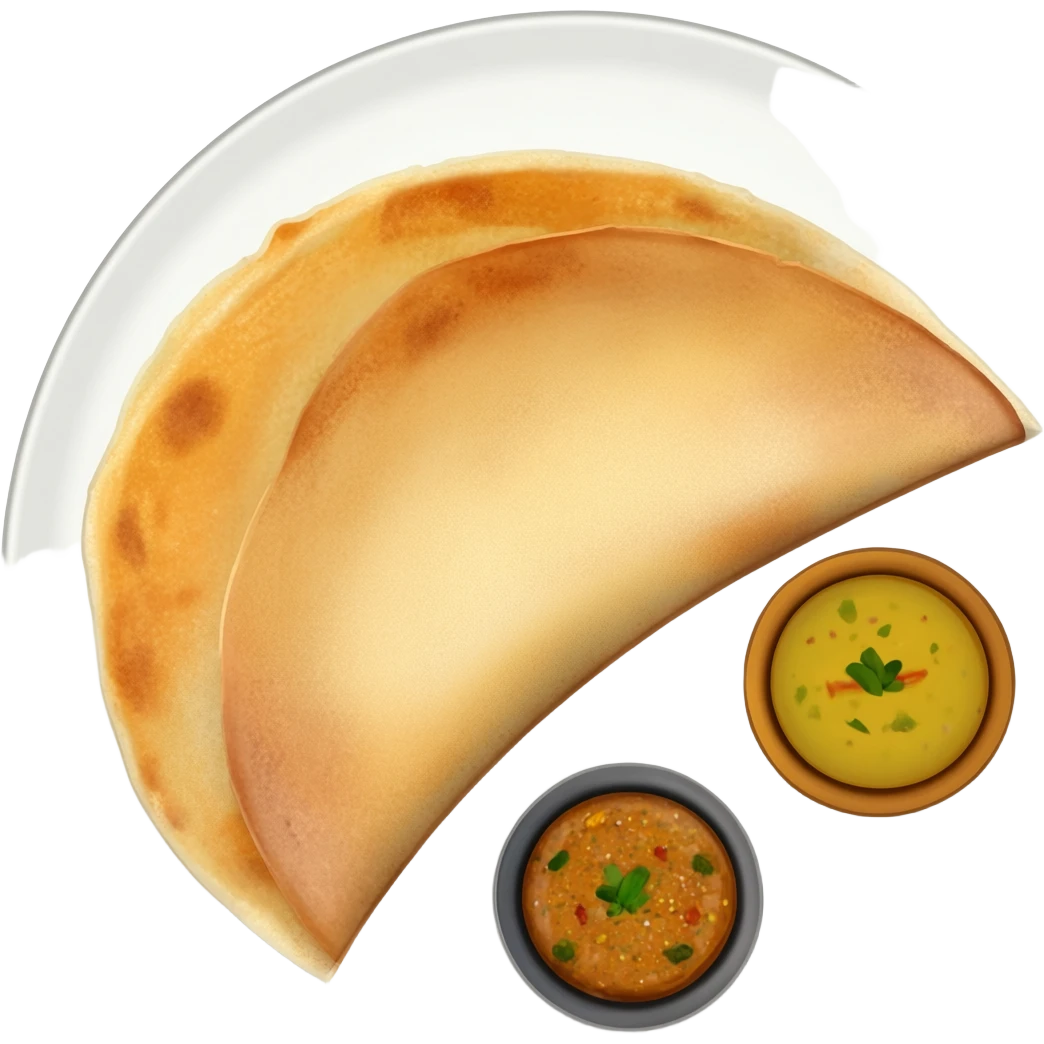 Beene dosa with sambar in different small bowl in the plate emoji