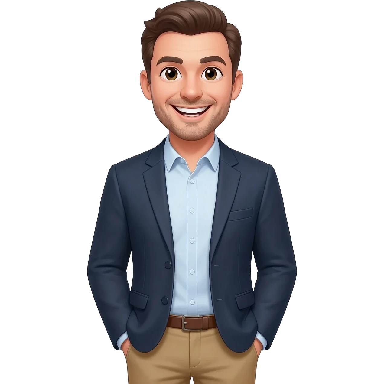 man trying to be funny wearing business casual emoji