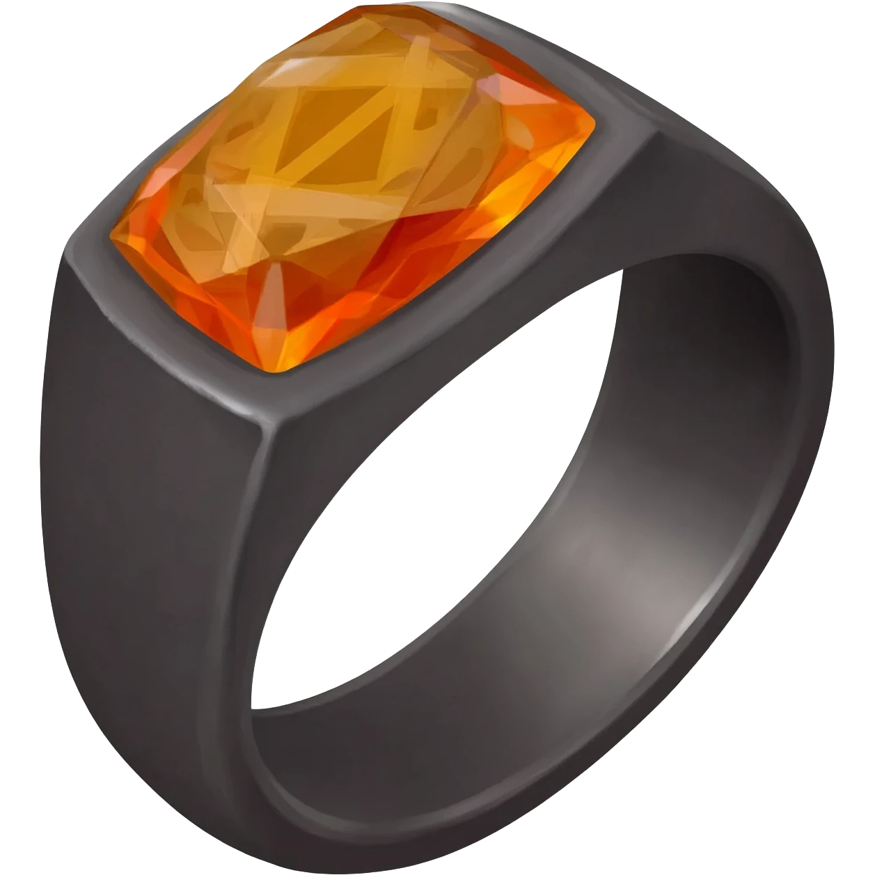 A dark orange gem ring with occult symbols. A mysterious ring with an ominous style emoji