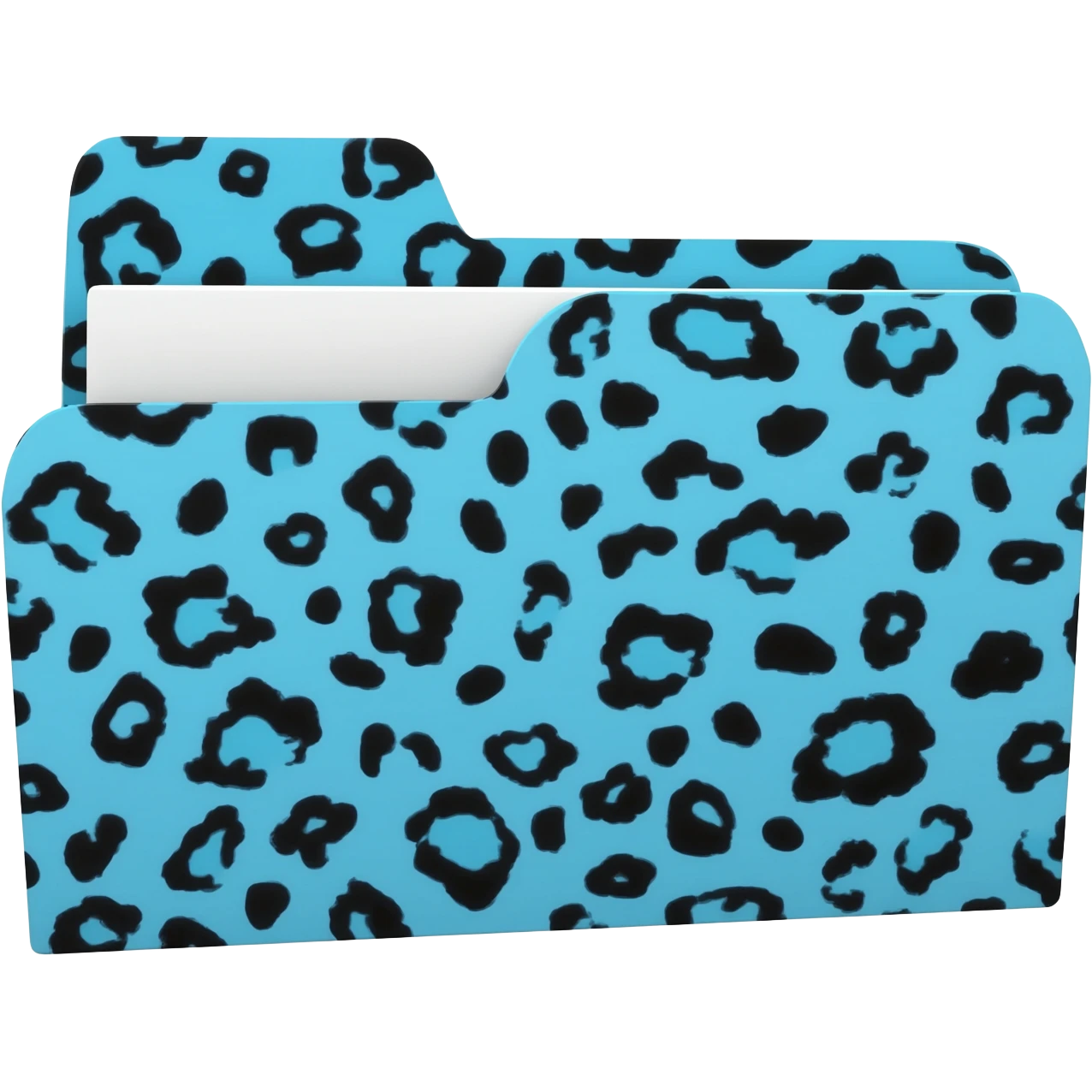 light blue black cheetah print file folder emoji