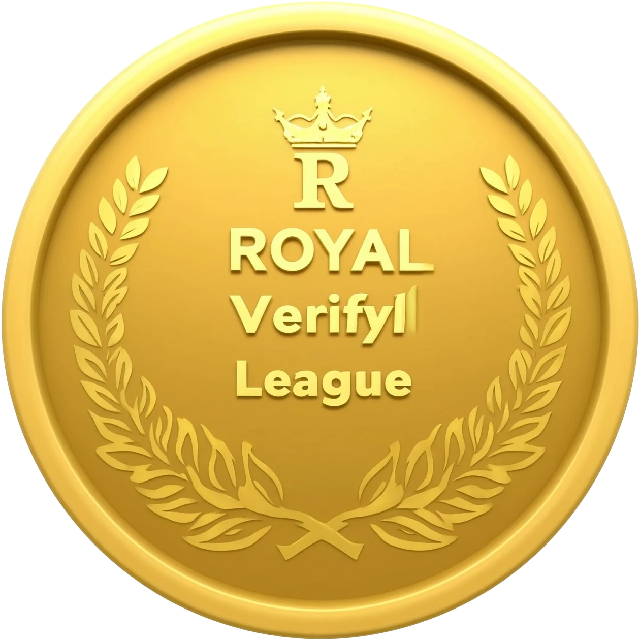 gold coin with "R with crown and  ROYAL Verify Efootball League"    level in center and minimal laurel emoji