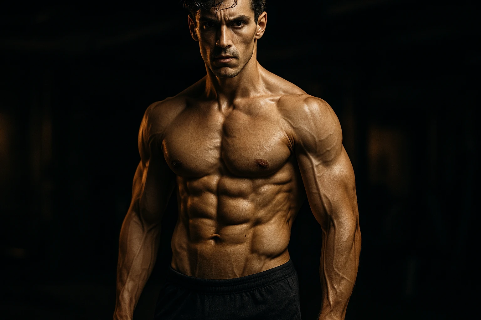 bodybuilding è lo sport simbolico della vemenza, forza, potenza, estetica, iperrealistico cinematografico 4k, l'uomo non farlo troppo muscoloso, ma slim emoji