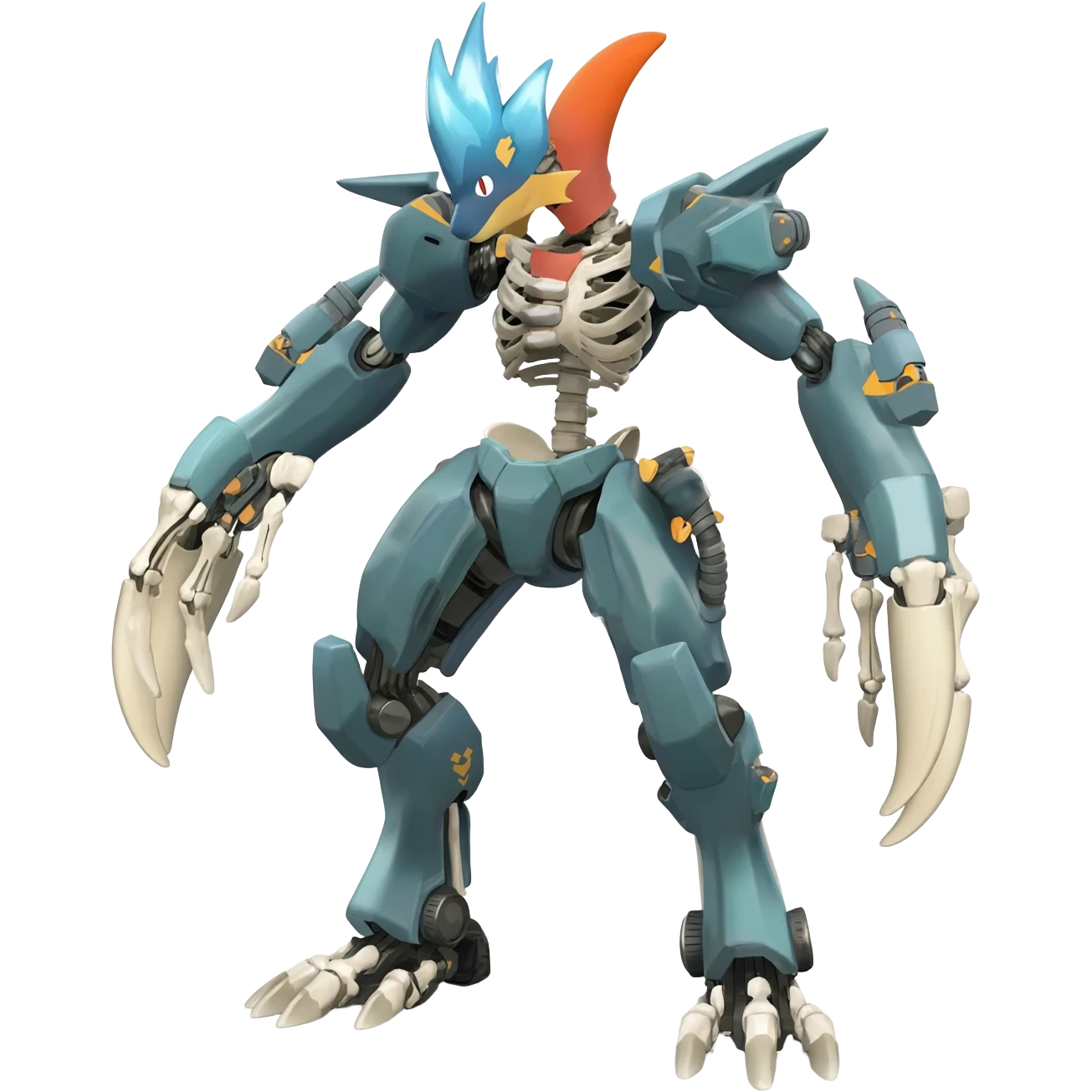 futuristic Skeleton-Cyborg-Manectric-Electrike-Salandit-Cubone-Umbreon-Marowak-Draco-Fakémon-hybrid-creature (full body), 4 legs emoji