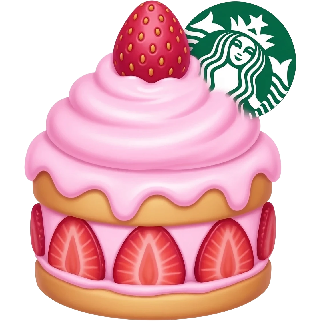 Neon pink strawberry cute Starbucks shortcake emoji