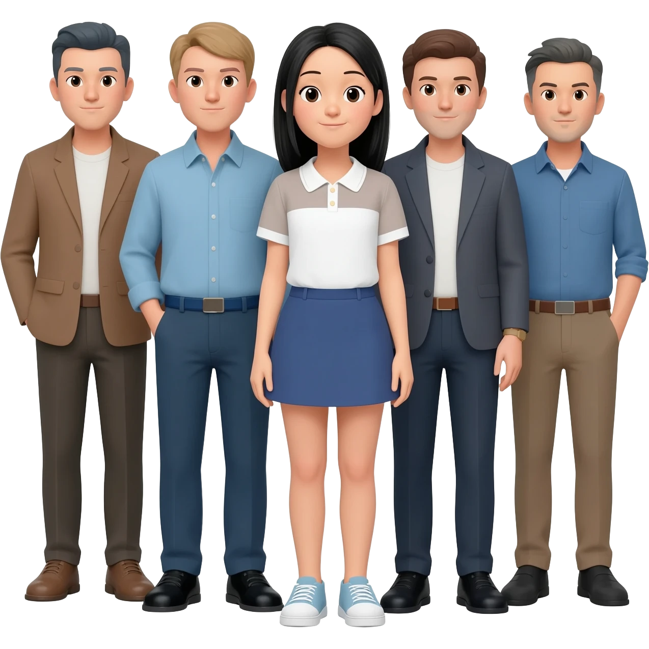 Asian girl with 5 other guys emoji
