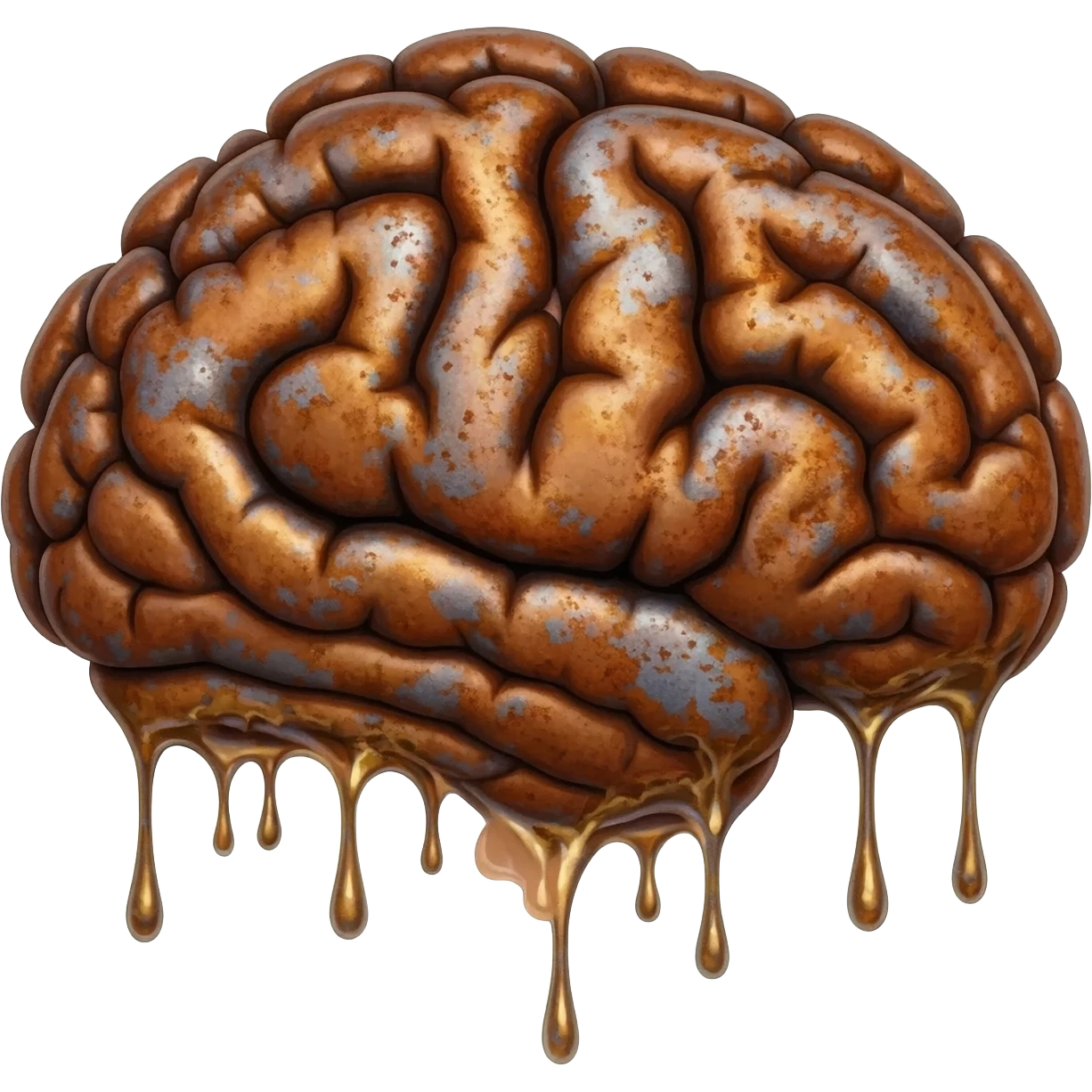 a rusted human brain mealting emoji