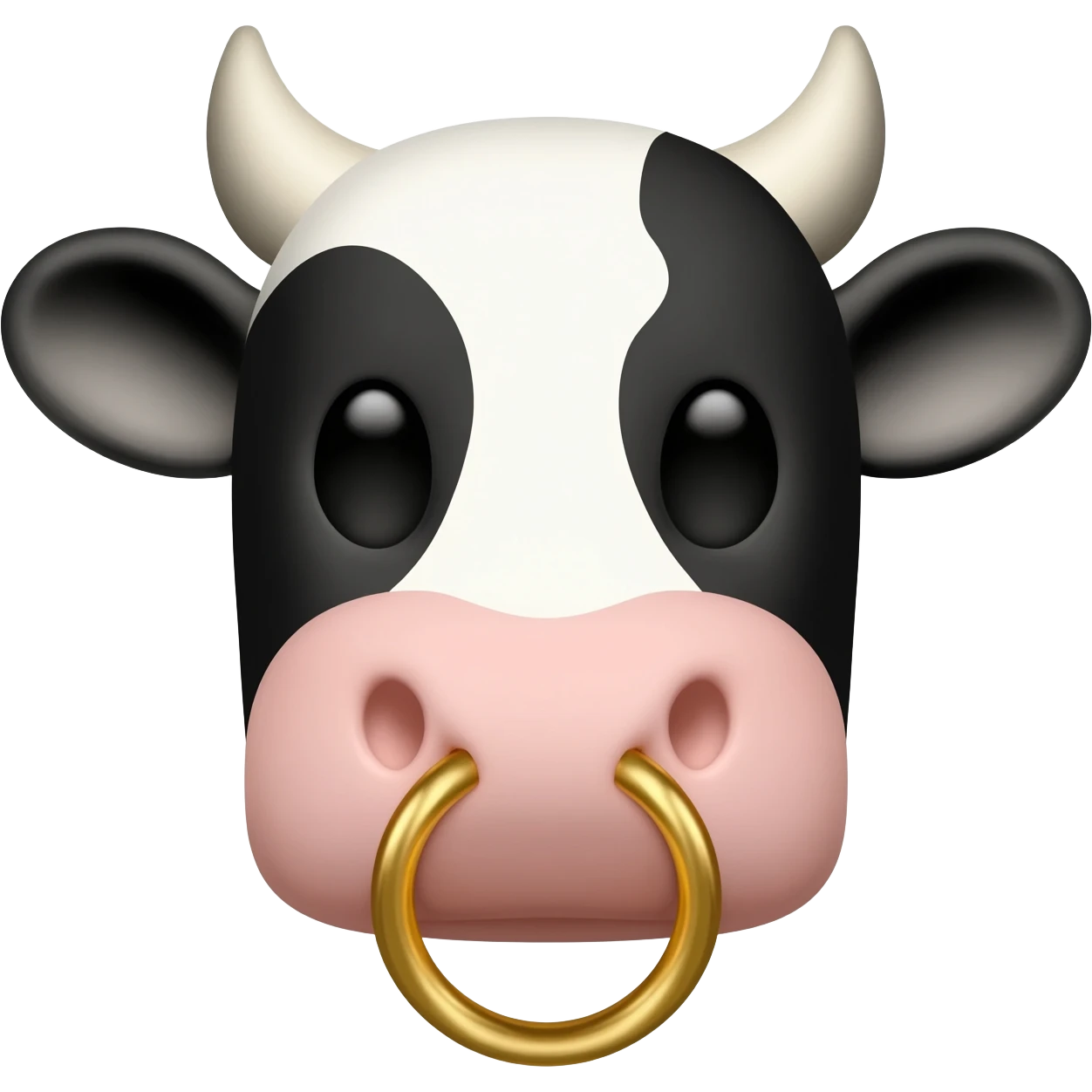 a head of a cute cow with a ring in its nose emoji