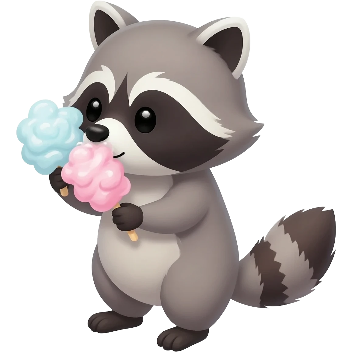 Cute Raccoon washing cotton candy emoji