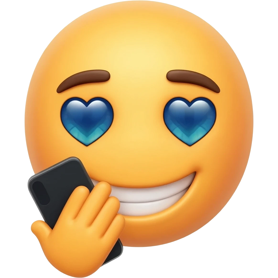 Can you have the emoji covering it’s mouth and hold its phone while having really details heart shaped pupils emoji
