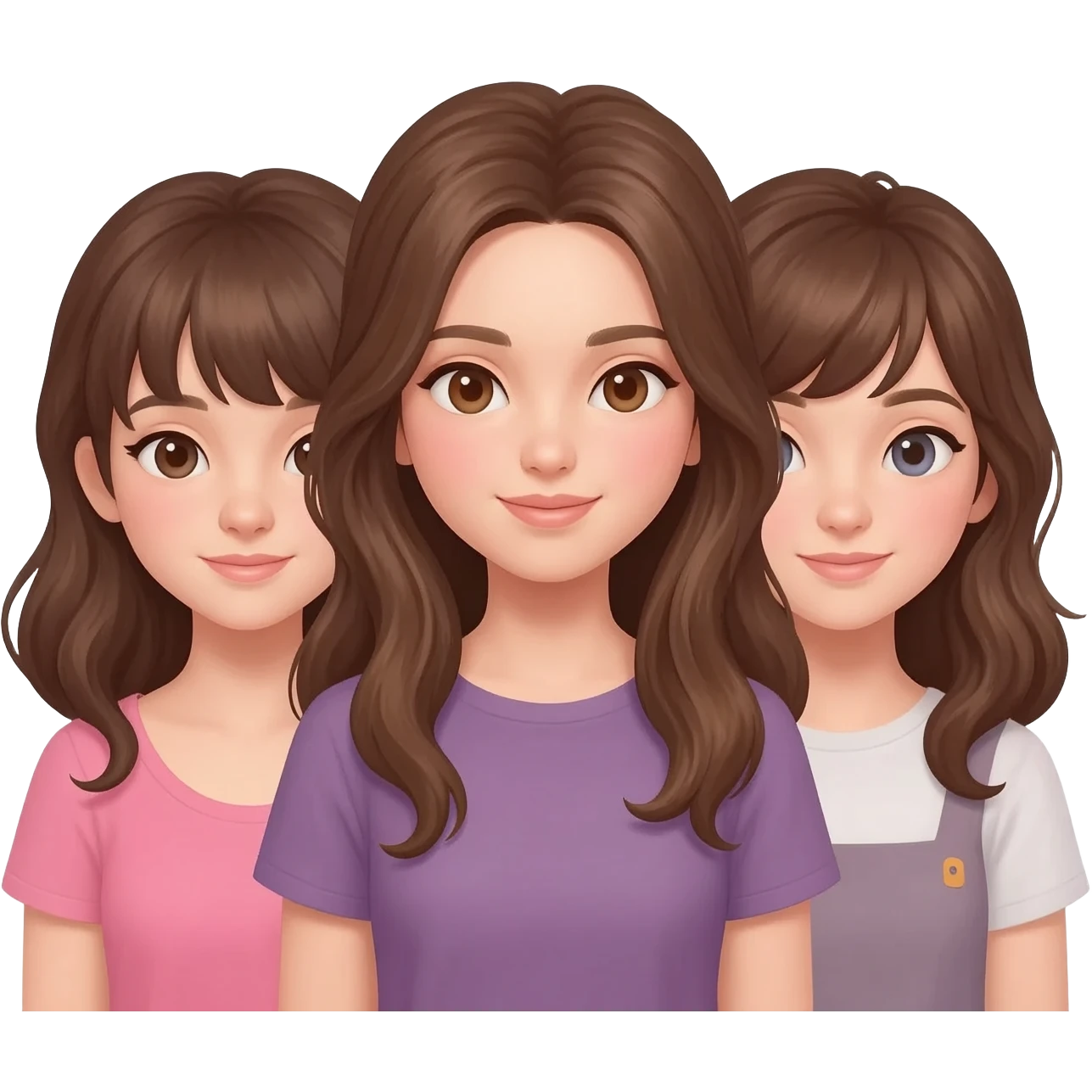 Three brunette hair girls imoji emoji